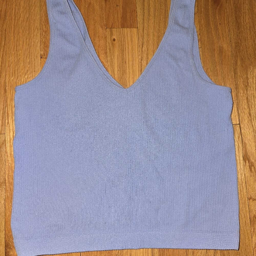 Light Blue Cropped Ribbed tank top